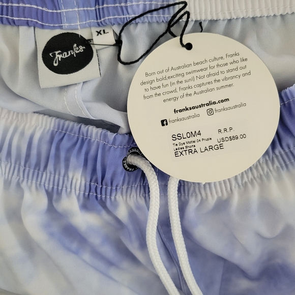 Franks Australia Swim Shorts Tye Dye Drawstring Pockets XL NWT - Picture 4 of 4